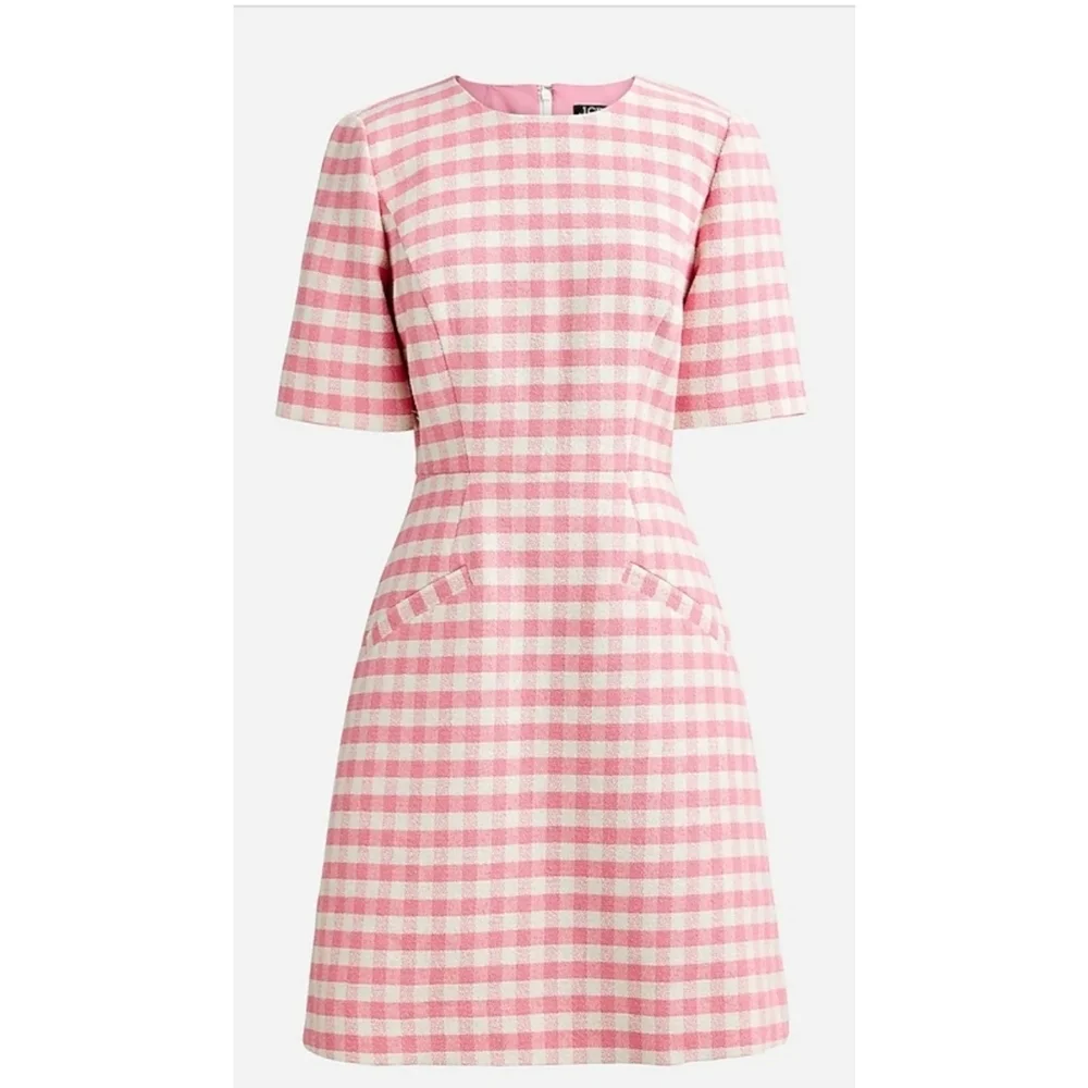 62. J.Crew Short-sleeve mini dress in gingham terry tweed